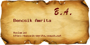 Bencsik Amrita névjegykártya